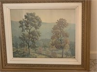 Framed print with Country  scene 24 inches tall