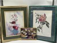 -3 wall hanging floral pictures