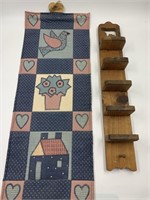 Wall hanging machine made quilt and wooden