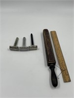 Vintage razor strap and 3 vintage razors