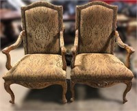 Lot #1 - Pair of Carved Armchairs w/Tapestry