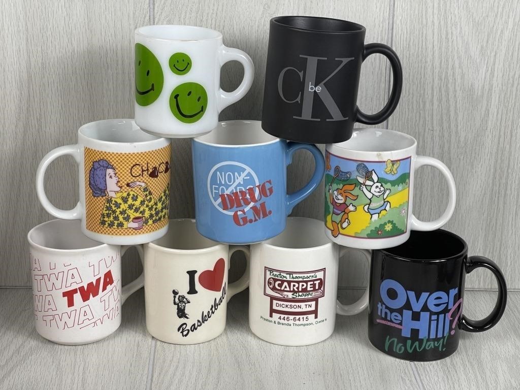 VINTAGE COFFEE CUPS MUGS ADVERTISING WHIMSY