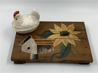 Hen on a nest and wish wooden hand painted