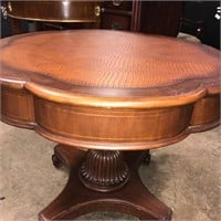 Lot #6 - Thomasville Pedestal Table Faux Leather