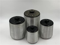 Vintage aluminum MCM 4 piece kitchen canister