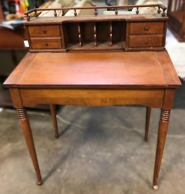 Lot #11 - Vintage Maple Lift Lid Desk w/ Gallery