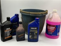 Plastic bucket with boat  lubricants, and