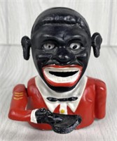BLACK AMERICANA CAST IRON COIN BANK WORKS!