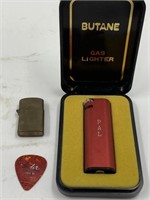 2 lighters, 1 small brass tone marked
