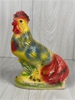 VINTAGE CHALKWARE ROOSTER STATUE 11" TALL