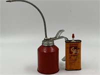 Vintage red oil can and Hoppes lubricating oil