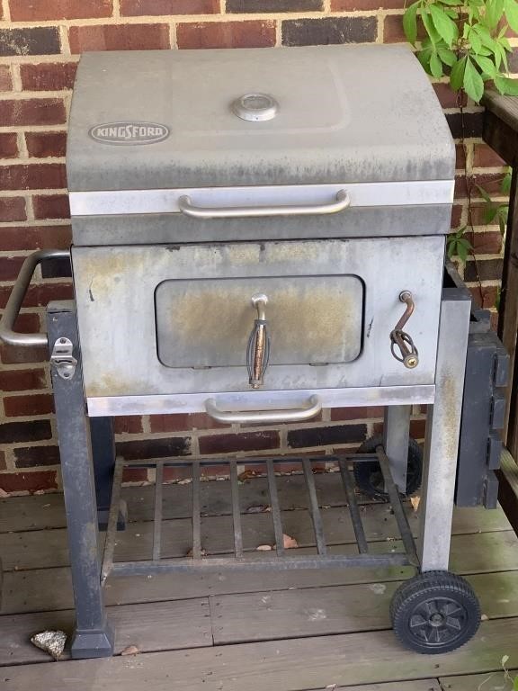 Kingsford charcoal grill with side table