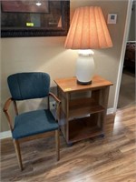 Lamp, cart & chair (needs repair)