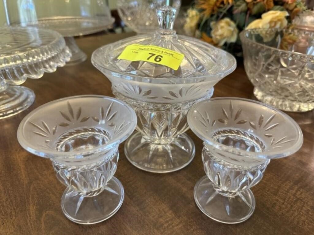 Crystal D'Arques lead crystal candy dish & 2