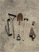 Miscellaneous tools, sledgehammer, shovel,