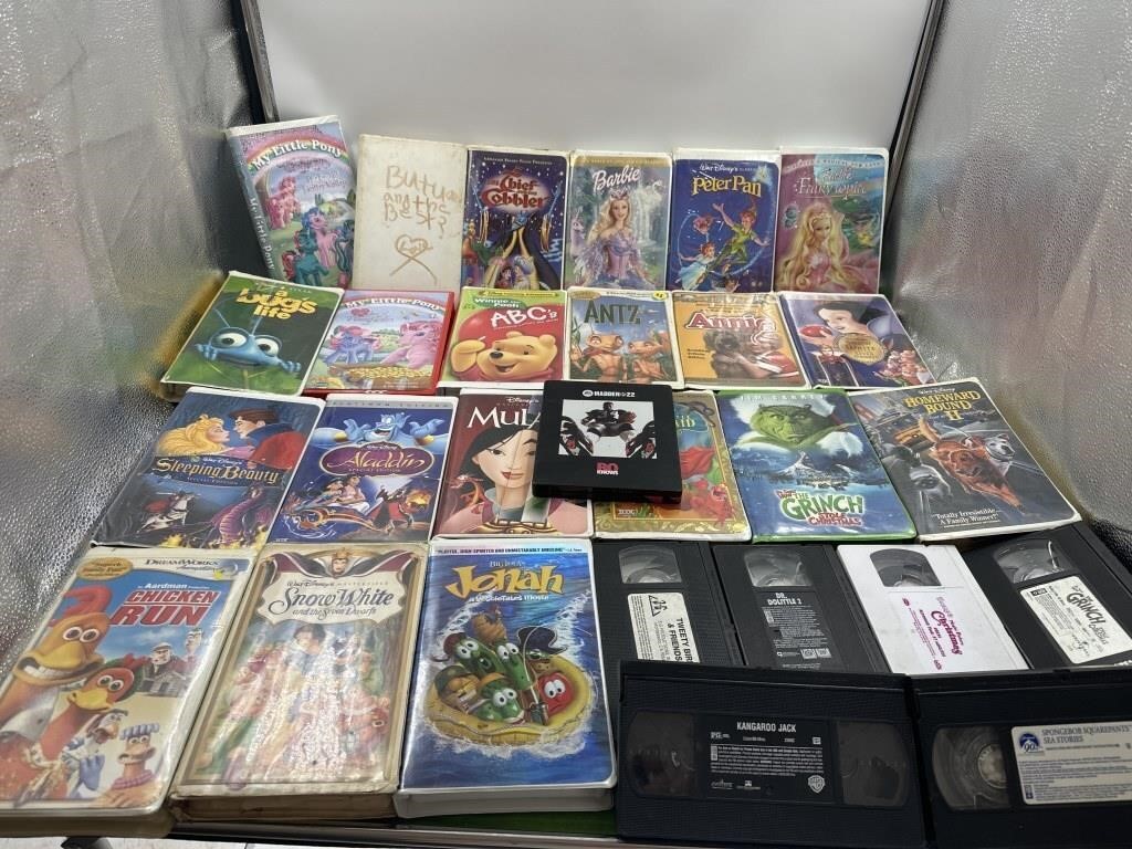 Box lot of VHS tapes, mostly children, including