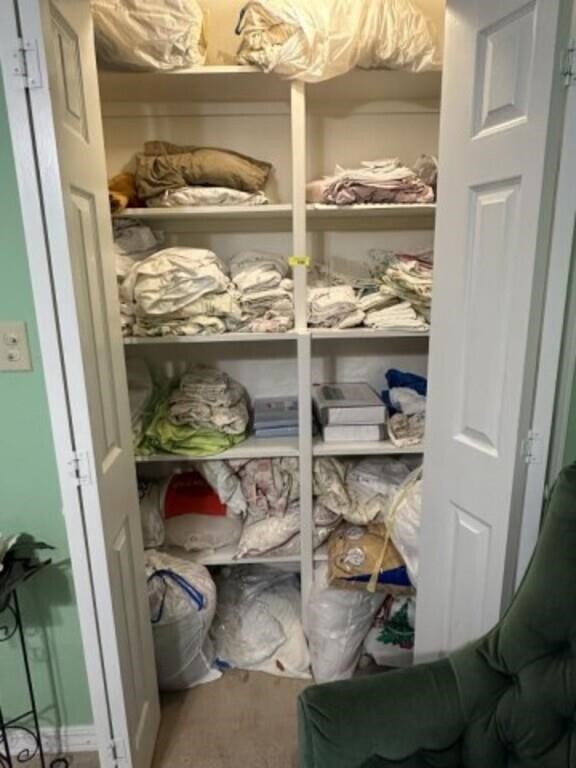 All linens & misc in closet