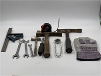 Assortment of miscellaneous tools, hammers box
