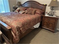 King sz pillow top mattress, bed, 2 nightstands, &