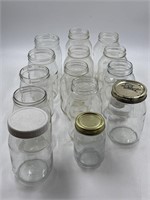 Assortment of clear glass jars