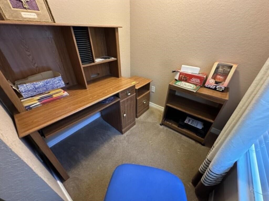 Desk, filing cabinet, cart