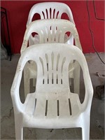 -3 white plastic chairs 30 inches tall 20 inches