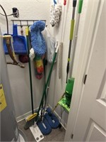 Broom, mops, misc in closet
