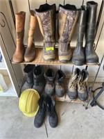 All boots (sz 10) & hard hat