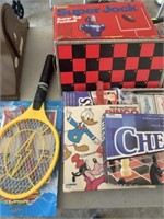 Football game, chess, fly swatter, misc
