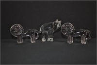 3pc Glass Lions & Zebra Figures 3"