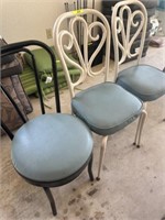 3 chairs w/ blue seats