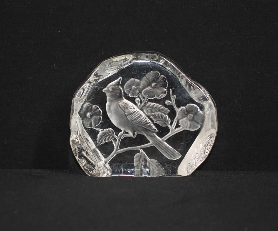 Alfred Capredoni Crystal Blue Jay Paperweight