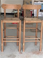 -2 rush seat barstools 3‘6" tall 17 inches wide