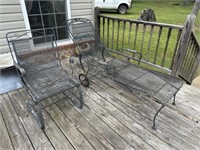 Wrought iron chair & lounge chair