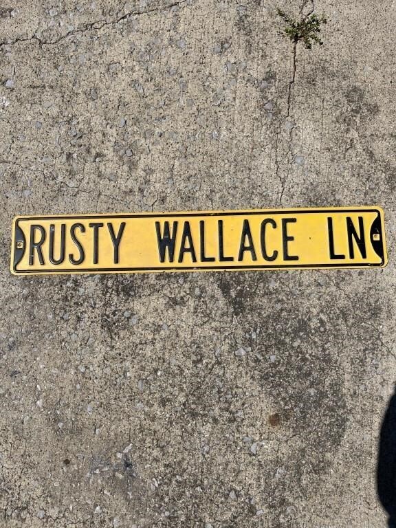 Metal Rusty Wallace Ln sign 3 f long