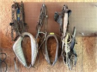 Horse collars, hames, misc on wall