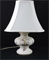 Vintage Porcelain Flower Table Lamp - Working