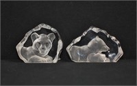 2pc Maleras Lead Crystal Cubs Paper Weights