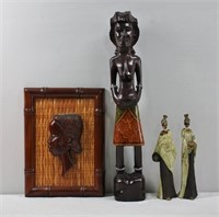 4pc African Wooded / Resin Figures / Frame