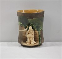Glazed Pottery Handcrafted Cup 6"h