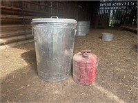 Metal Trash Can and Fuel Can