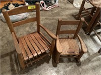 Small wooden chair and rocker