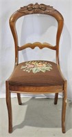 Antique European Carved Dining Needlepoint Chair