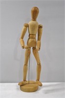 1960s Articulated Wood Artist Figurine 13"