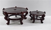 2pc Rosewood Oriental Plant Stands