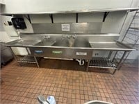 12 Ft. 3 Basin Dish Washing/Drying Sink Station