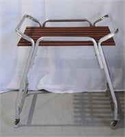 Vintage Aluminum Wood Slat Bar Cart