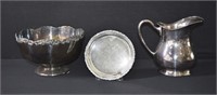 3pc Victorian Silver Plate, Bowl & Pitcher