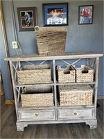 Distressed Basket & Drawer Entry Table