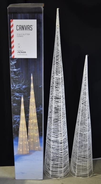 2pc Noma Canvas 3', 4' Glitter Cones Decor